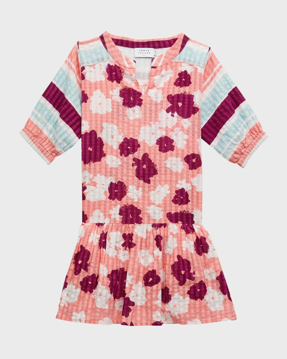 Girl's Evelyn Mixed Prints Dress, Size S-XL